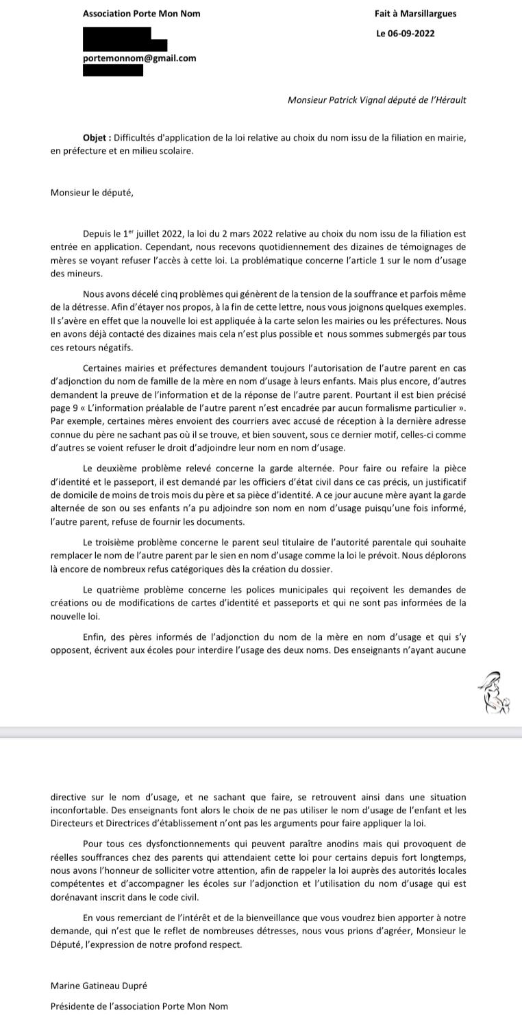 Lettre d'alerte pour le gouvernement